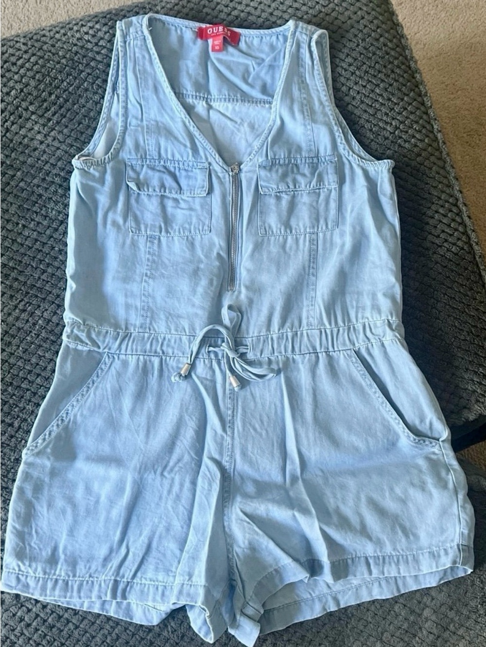 Guess Light Blue Romper with Drawstring